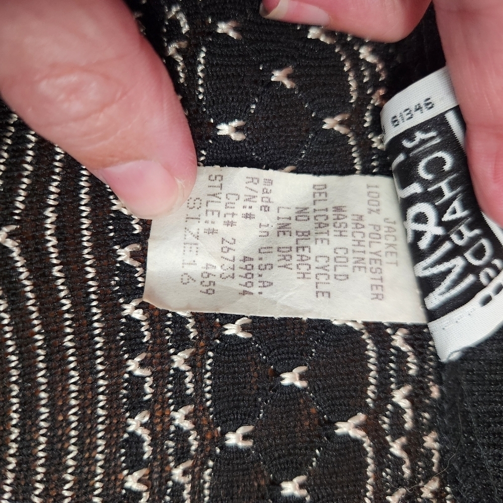 Vintage Made in USA R & M Richards black and tan Cardigan Sweater Jacket size 16 - Picture 4 of 10
